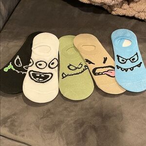 Colorful Cartoon Face No-Show Socks Set